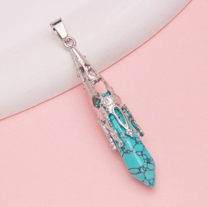 Crystal Agate Hexagonal Pyramid Pendulum Pendant