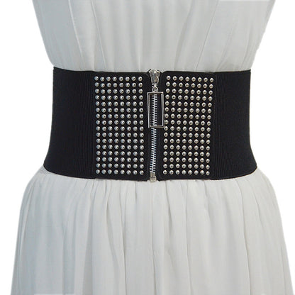 Punk style rivet flannel waist seal