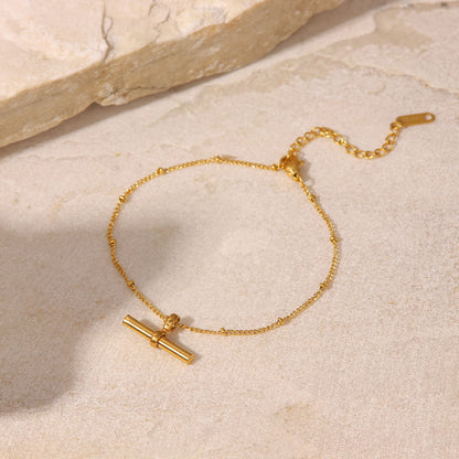 Stick Pendant Bead Chain Anklet