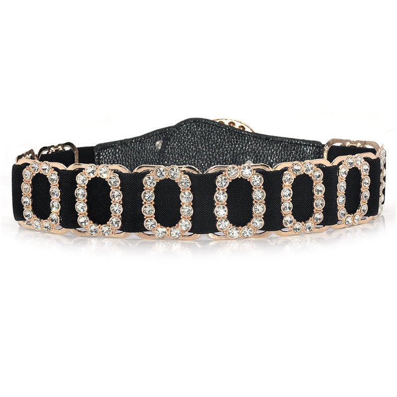 Rhinestone elastic belt women's Korean version