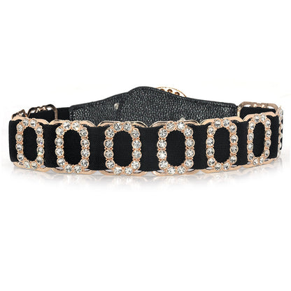 Rhinestone elastic belt women's Korean version