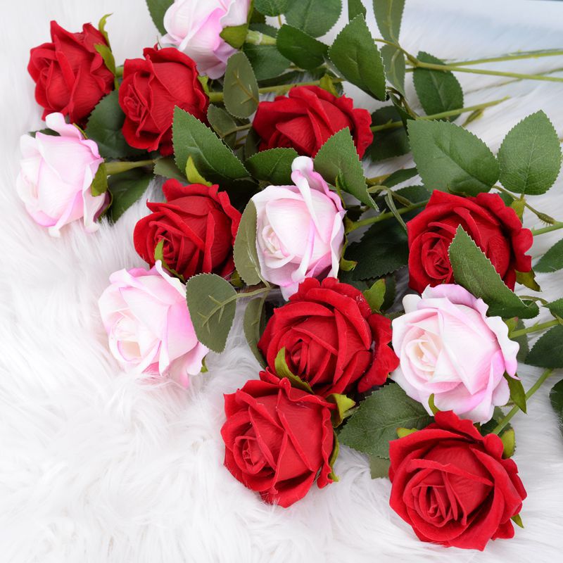 Simulation velvet rose single