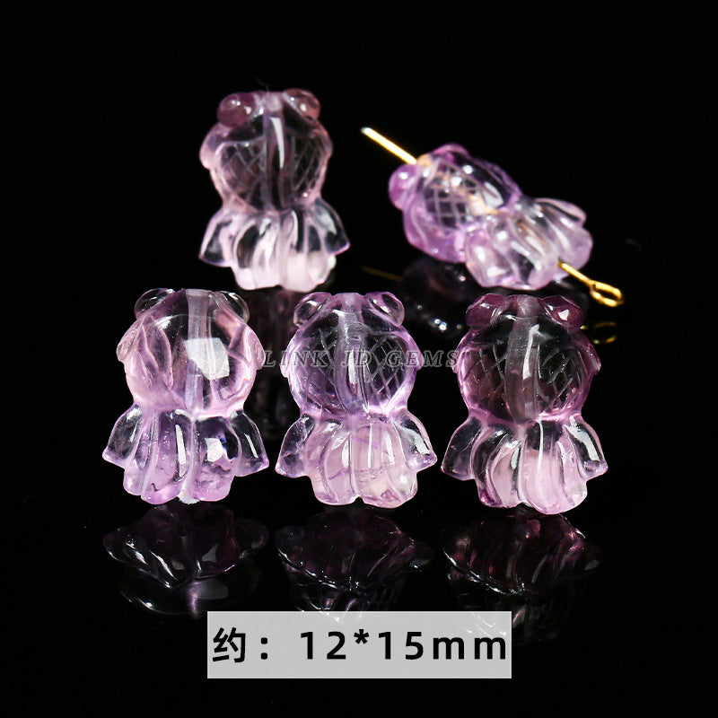 Amethyst engraving Pixiu nine-tailed fox single loose bead