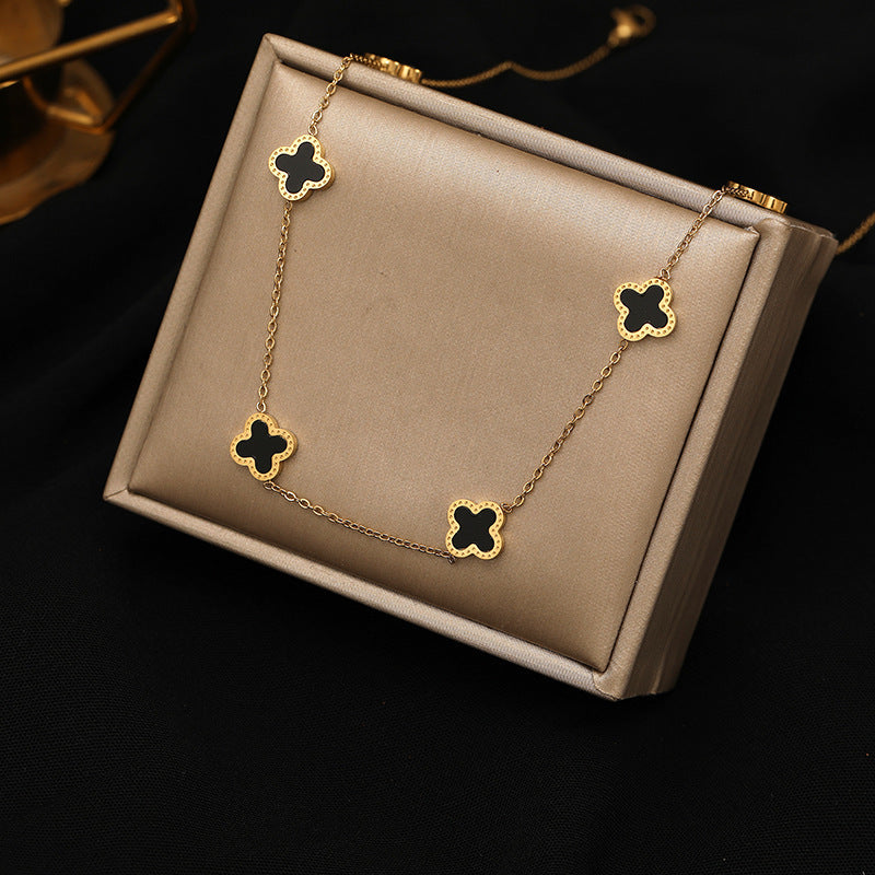 Four-leaf clover creative titanium steel necklace