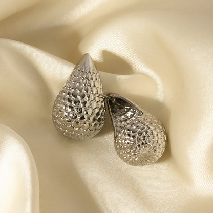 Teardrop-shaped titanium earrings
