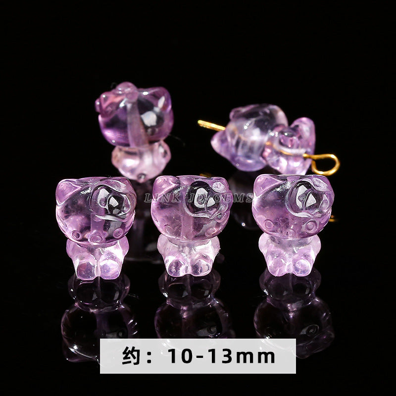 Amethyst engraving Pixiu nine-tailed fox single loose bead