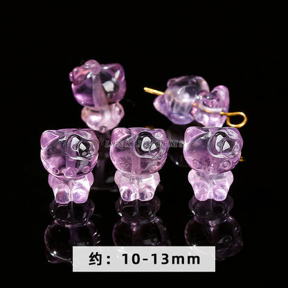 Amethyst engraving Pixiu nine-tailed fox single loose bead