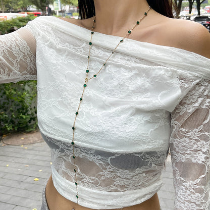 Color crystal y-shaped necklace