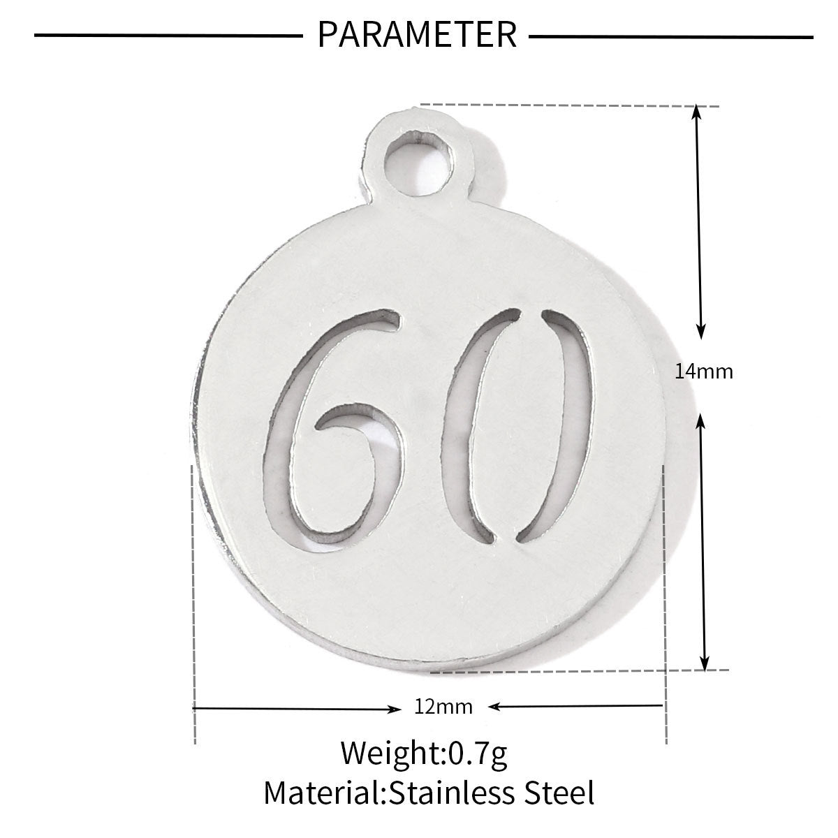 20 pcs/pack of boys and girls digital titanium steel pendants