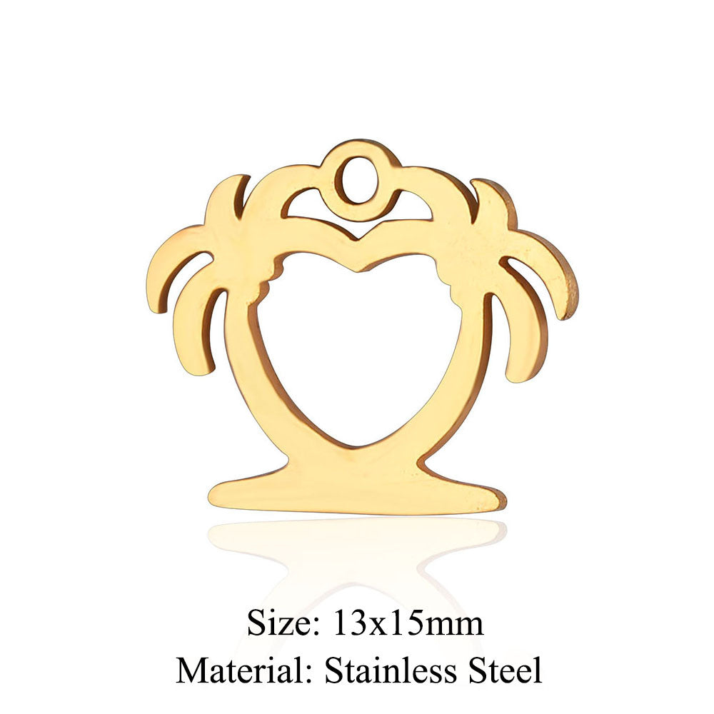 5 pcs/bag leaf flower titanium steel pendant four-leaf clover