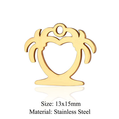 5 pcs/bag leaf flower titanium steel pendant four-leaf clover