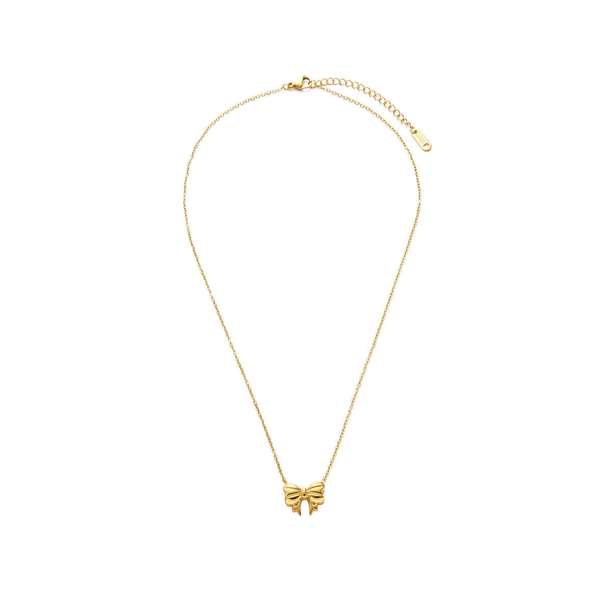 Women's Titanium Steel Bow Necklace & Stud Set — 18K Gold-Plated (Non-Fading)