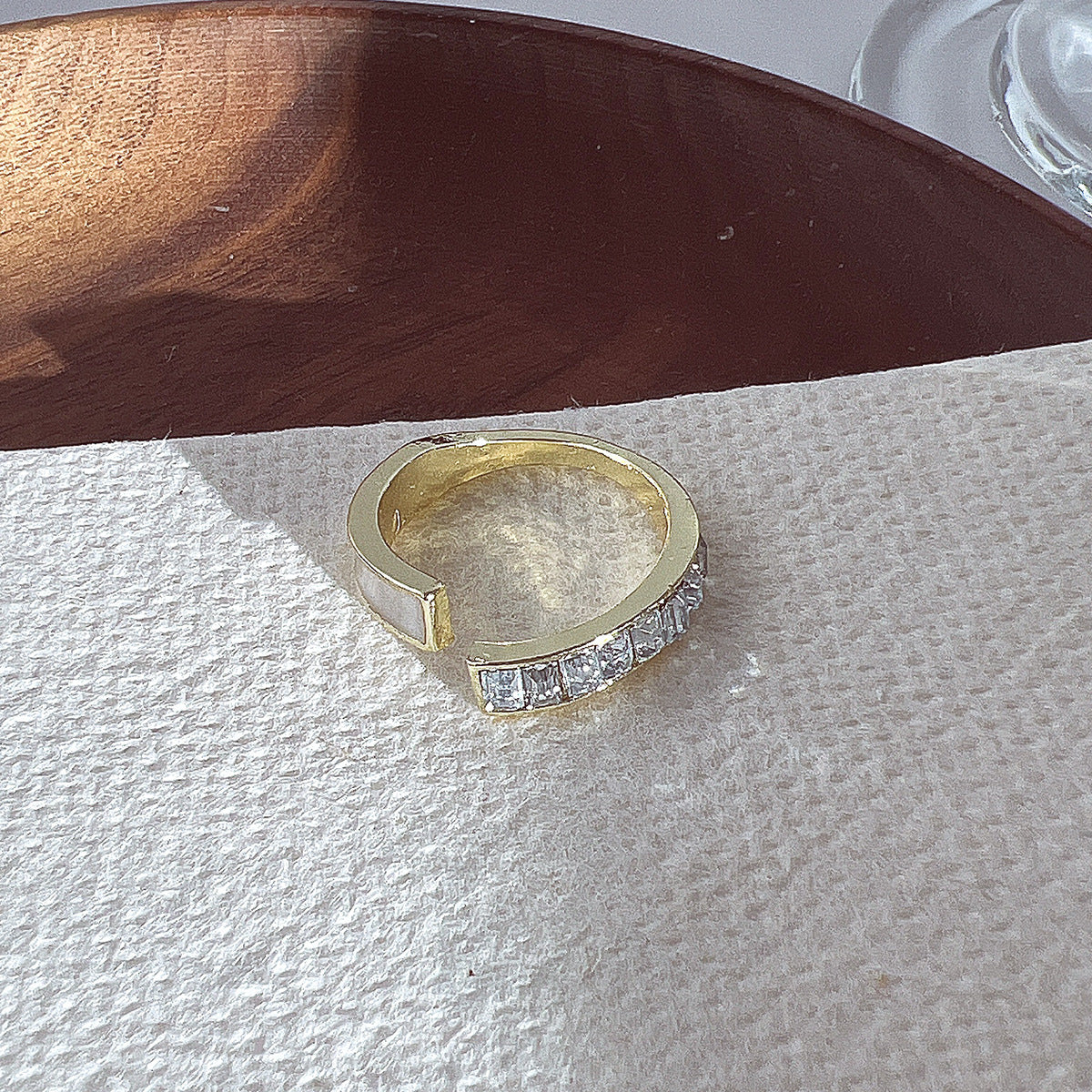 Adjustable Emerald Open Ring