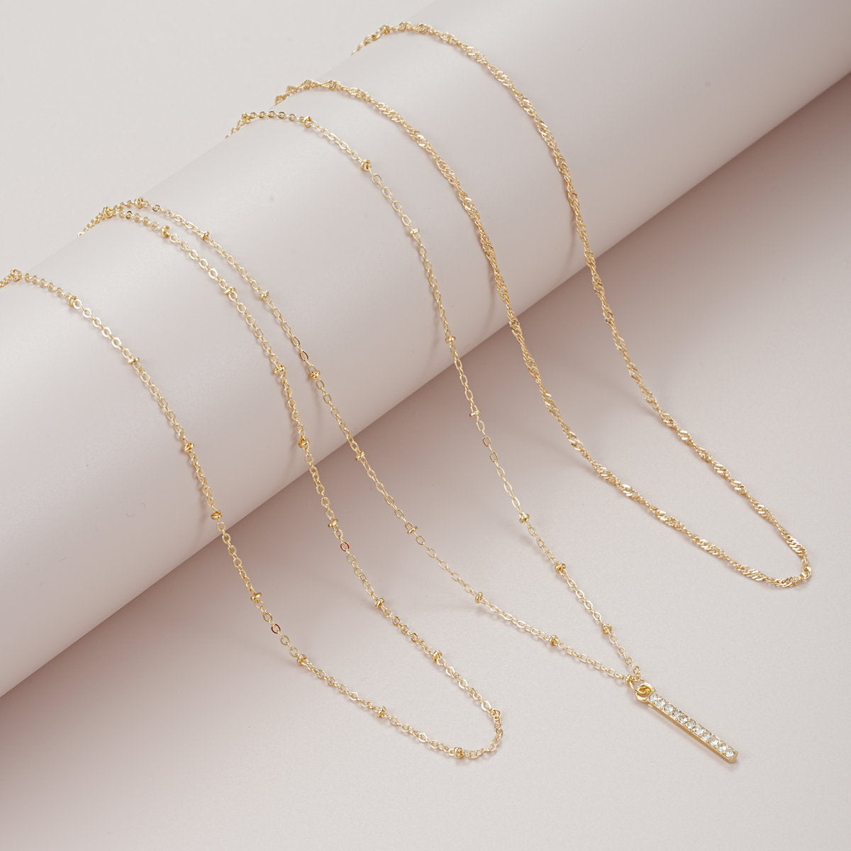 Multi-Layer Diamond Bar Pendant Necklace