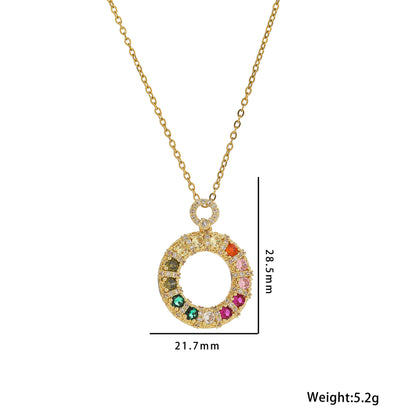 Colorful zircon donut titanium steel necklace for women