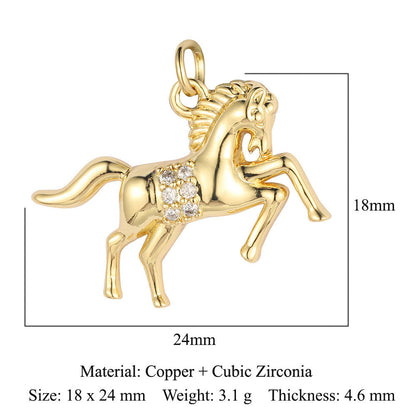 Copper zircon DIY animal necklace bracelet pendant