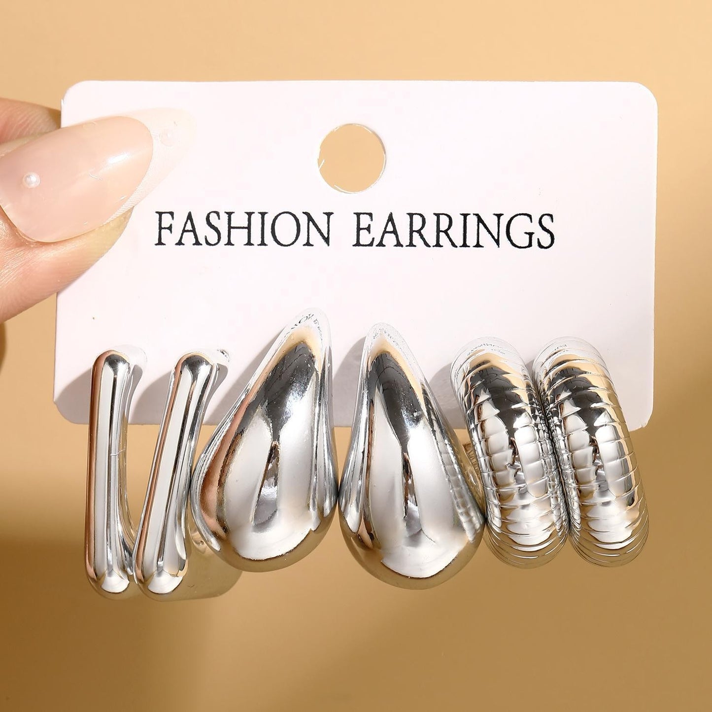 Cross-border hot-selling earrings set European and American ins style metal geometric twist earrings combination earrings