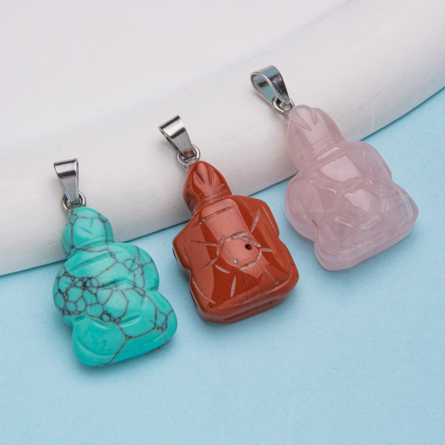 Pingente de tartaruga esculpida em cristal 