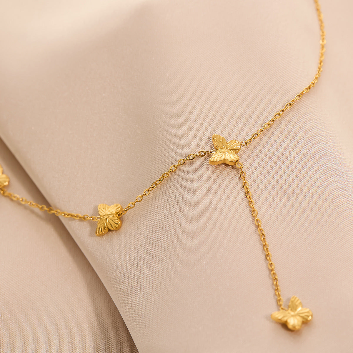 18K-Plated Butterfly Tassel Clavicle Necklace
