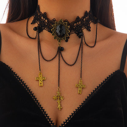 Pumpkin Festival Spider Web Lace Necklace