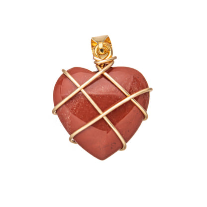 Crystal Agate Gemstone Silk Heart Pendant