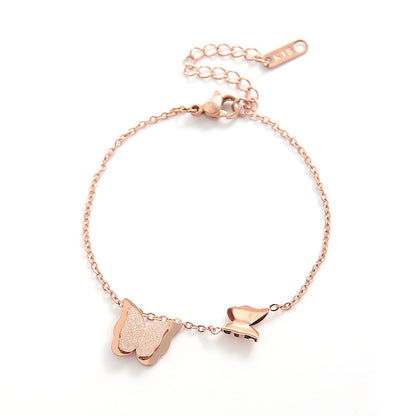 Frosted butterfly titanium steel anklet