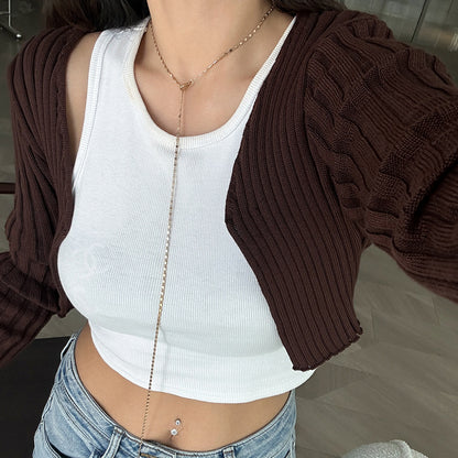 Fashion crystal y-shaped copper chain necklace