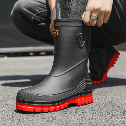 Rain shoes men's medium tube versatile thick sole