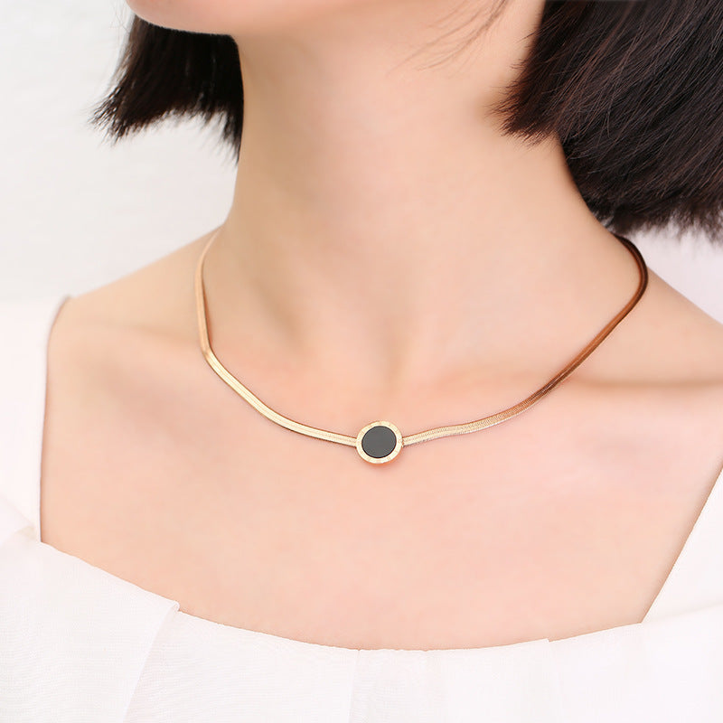 Roman numeral titanium steel necklace