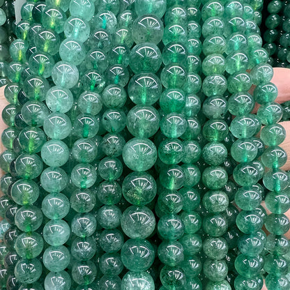 6-10mm Natural Green Strawberry Quartz Beads for DIY Jewelry