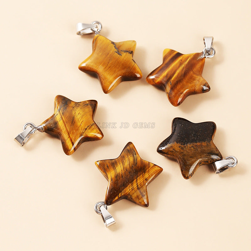 20Mm natural crystal agate pentagram pendant