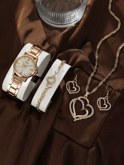 Steel belt quartz watch jewelry set