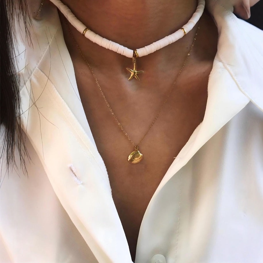 Starfish Shell Pearl Necklace