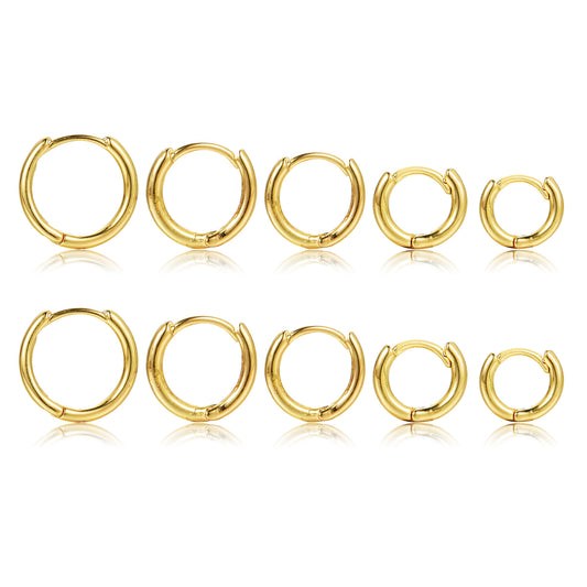 Gold Hoop Earring Set (5 Pairs)