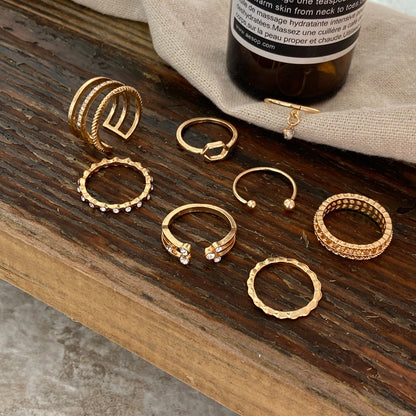 Hexagonal creative ring set 8 pieces