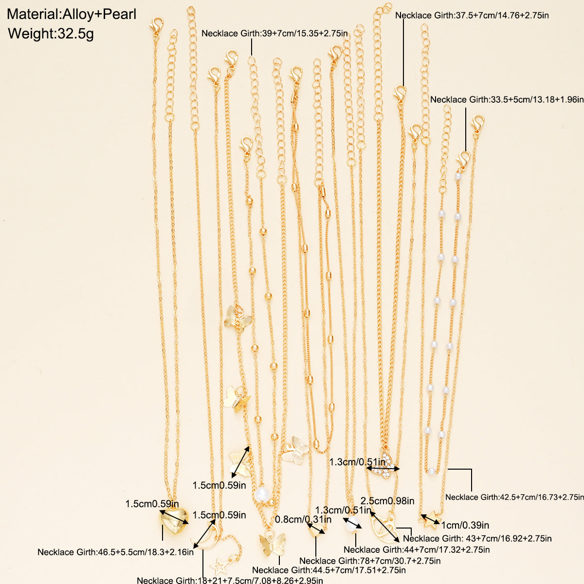 Star, Moon & Butterfly Necklace Set