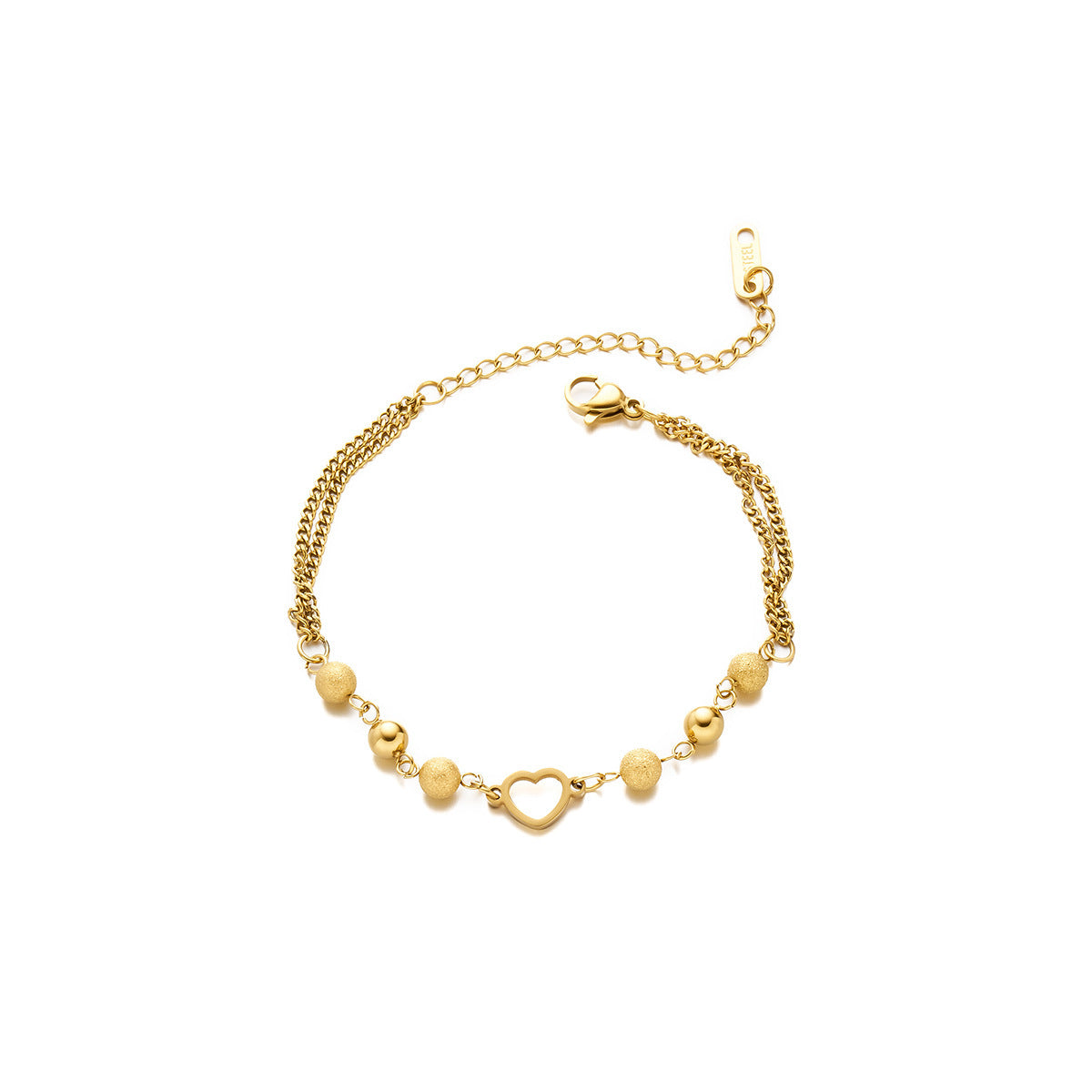 Women's Hollow Love Titanium Steel Bracelet — 18K Gold-Plated Matte Bead