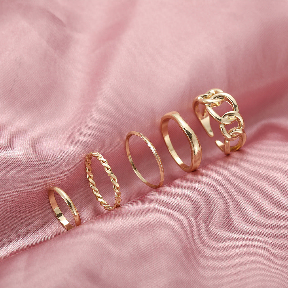 5-Piece Retro Chain Ring Set