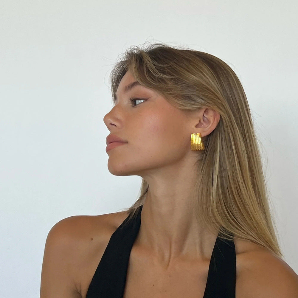 Unique line titanium steel earrings