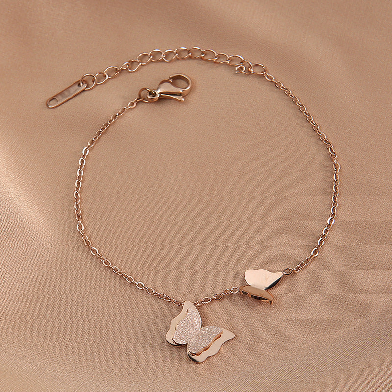 Double butterfly matte anklet