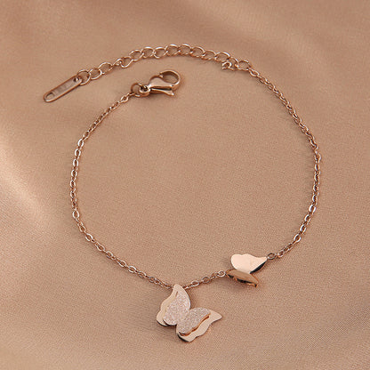 Double butterfly matte anklet