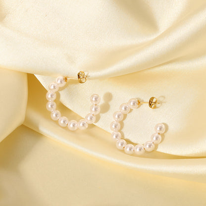 30mm pearl C-shaped earrings