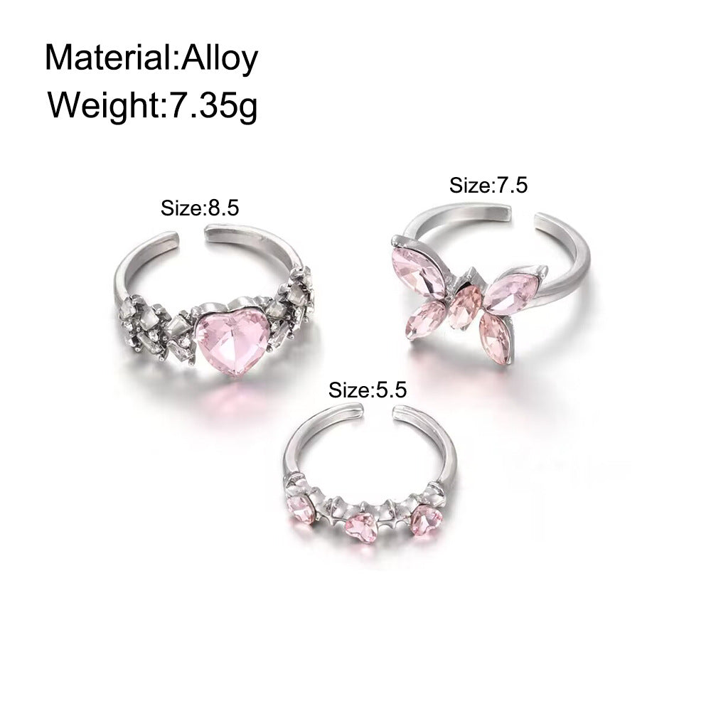 Bow Peach Heart Adjustable Ring