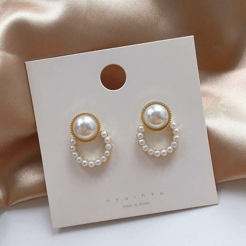 Pendientes de plata S925 con forma de aguja y perlas