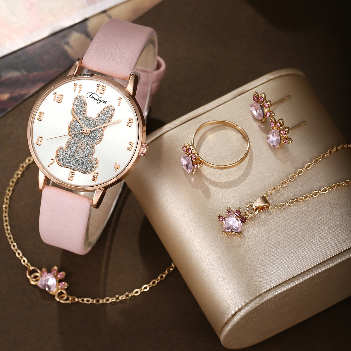 Bunny Round Digital Watch Set