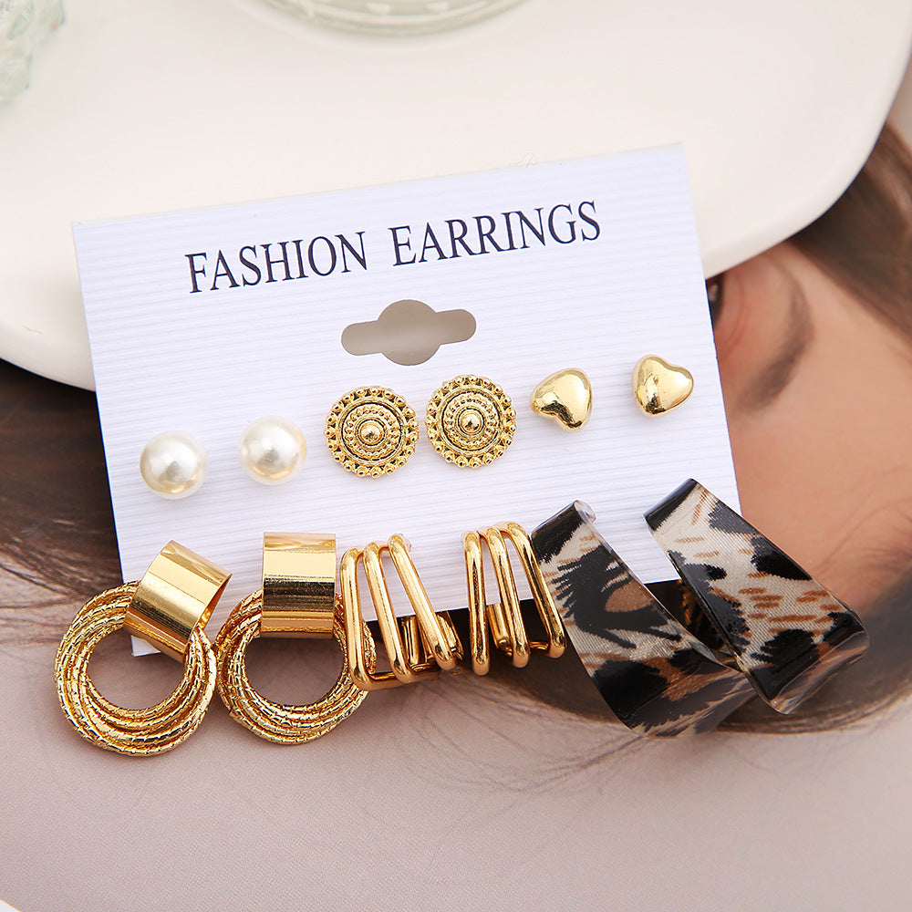 Leopard Print C-Shape Earring Set