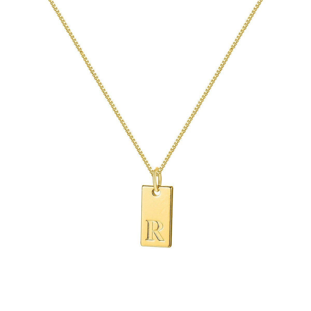 Box Chain Initial Necklace