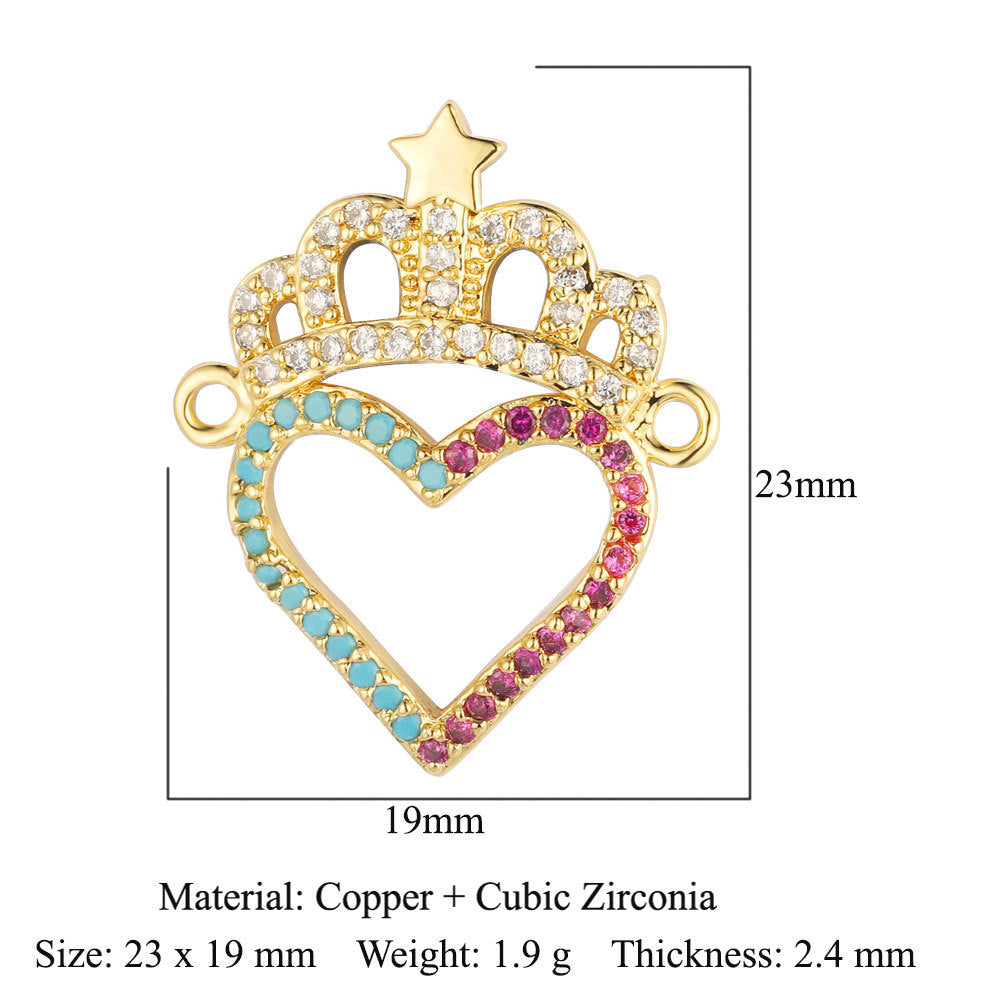 Bead butterfly copper zircon double hole accessories family pendant