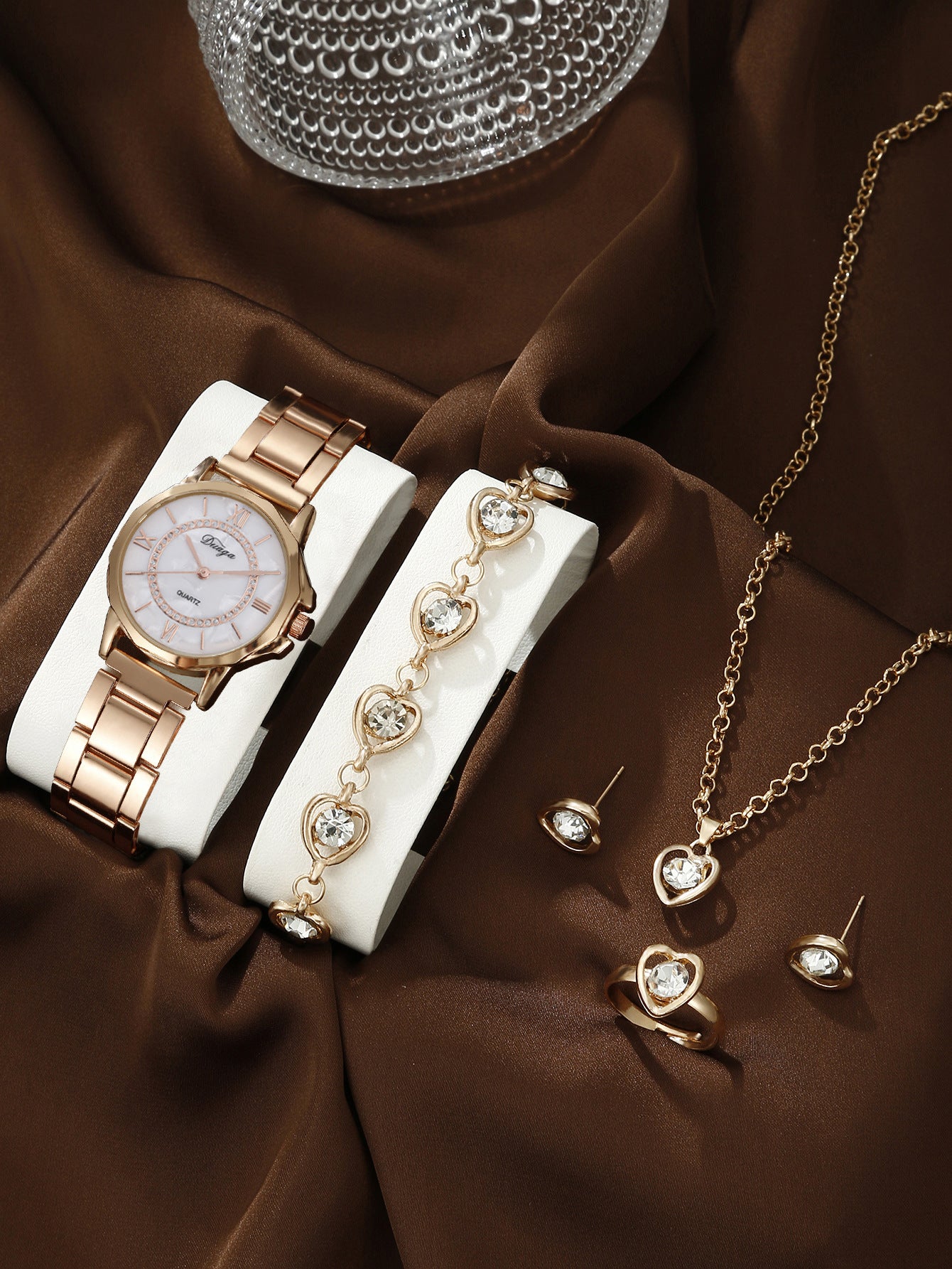 Quartz Watch Rhinestone Alloy Peacock Jewelry Set