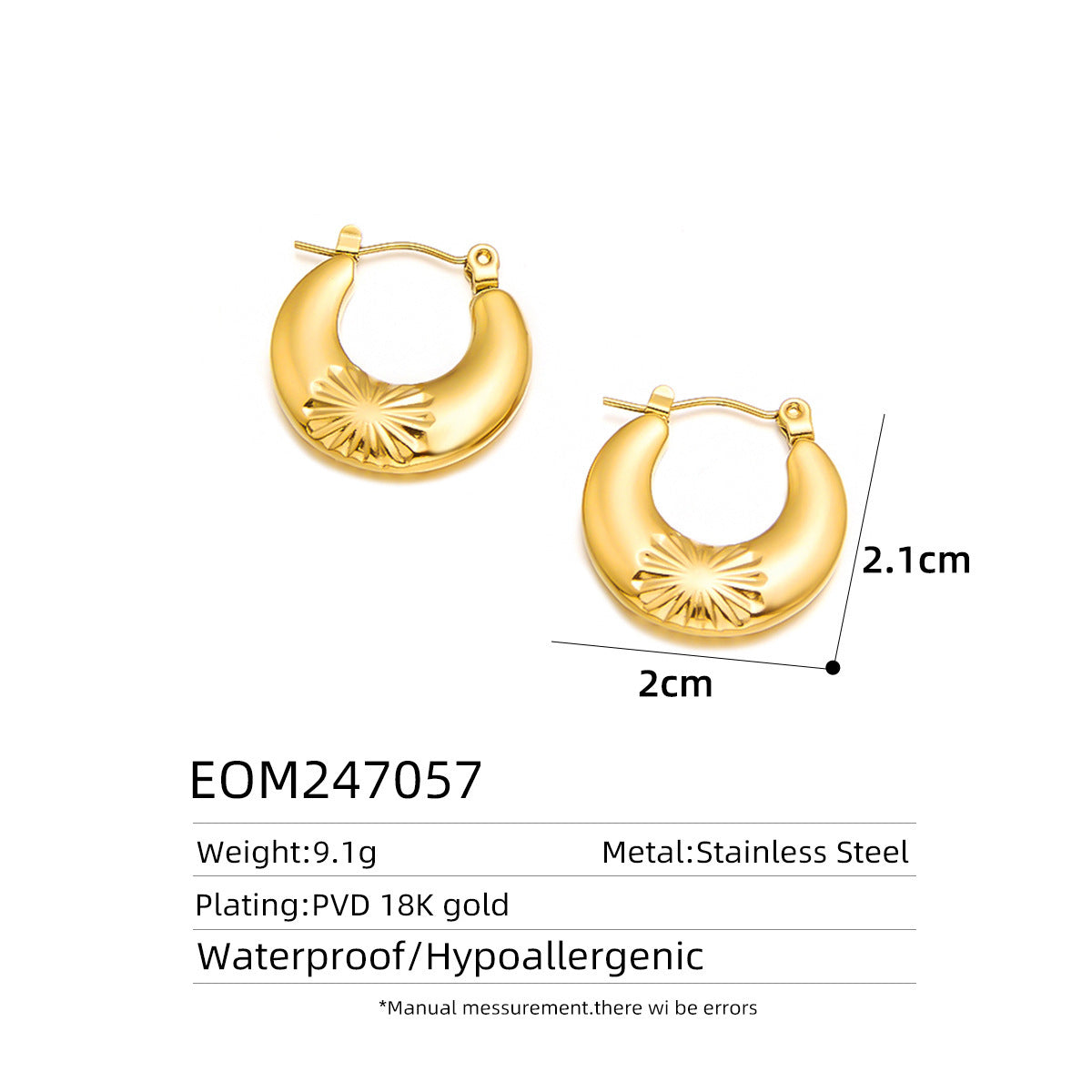 18K Gold Titanium Steel Stud Earrings